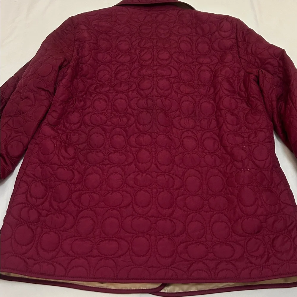 Coach Maroon Quilted Logo Jacket M